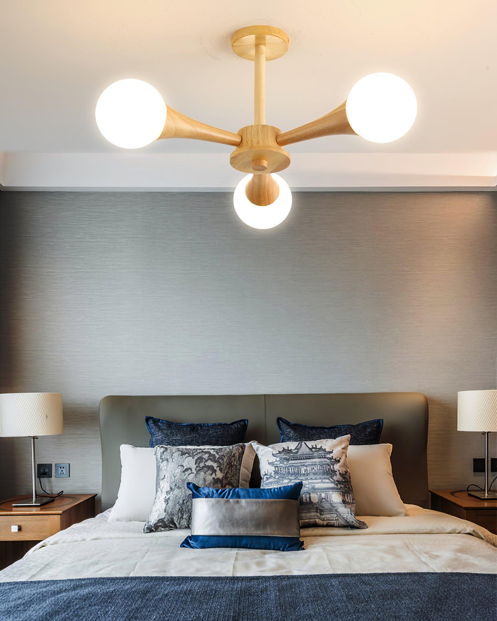 Lustra Kronleuchter Holz Globus Retro-Letslighting