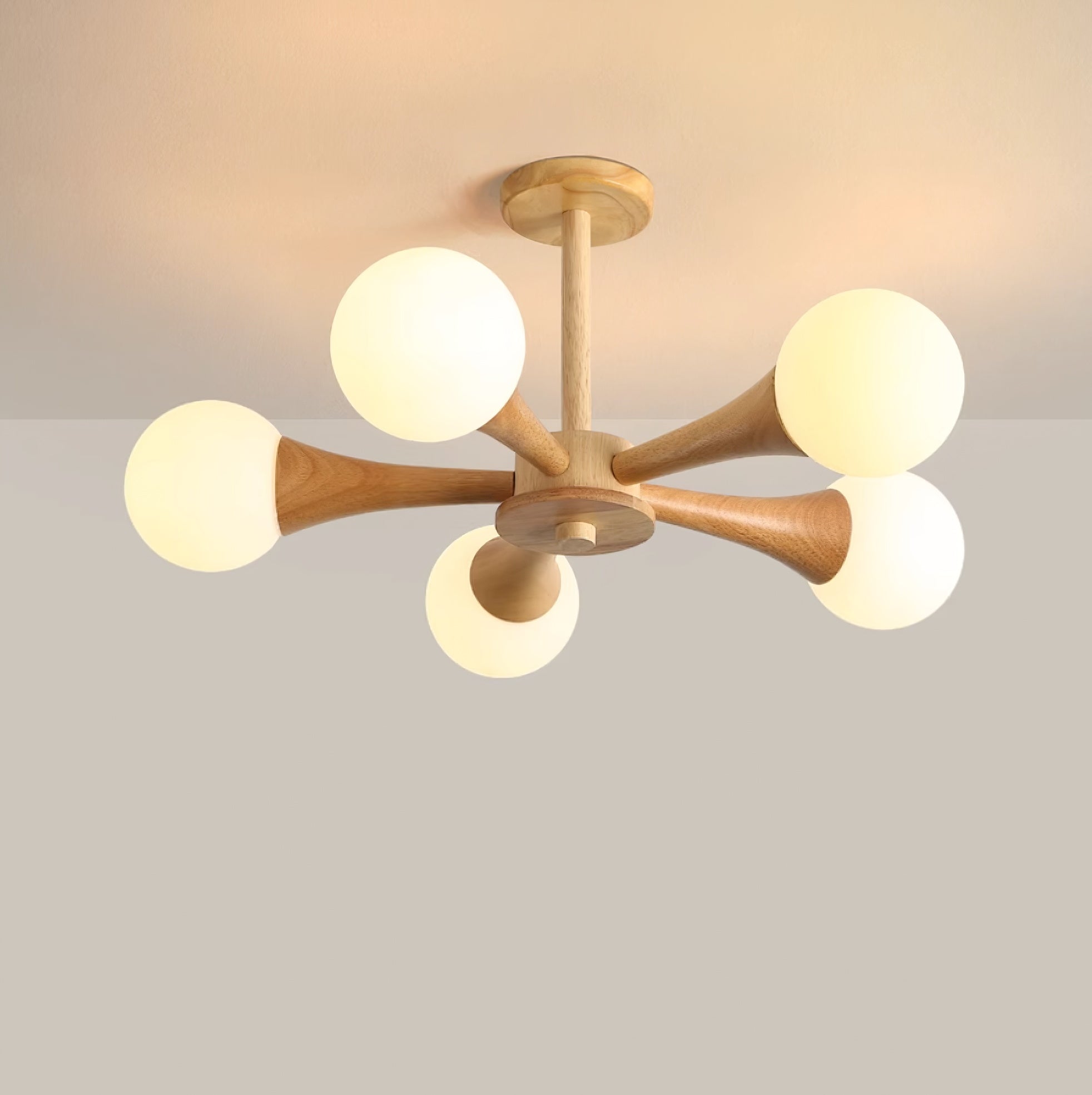 Lustra Kronleuchter Holz Globus Retro-Letslighting