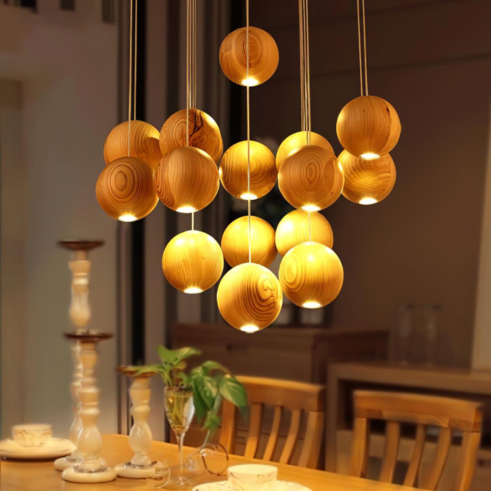 Ulvararis Nordische Kugel Holz Pendelleuchte-Letslighting