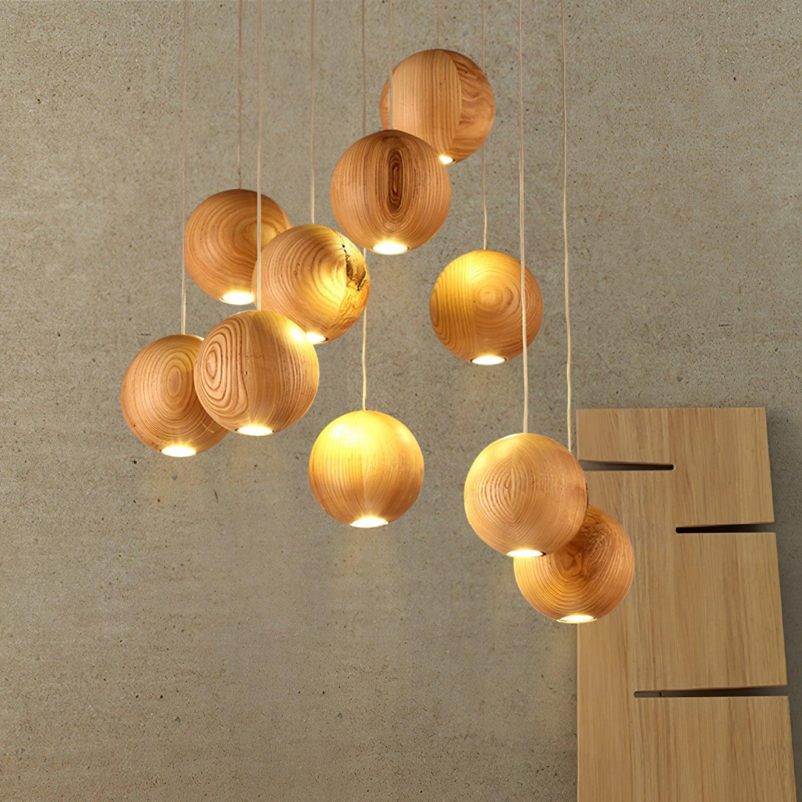 Ulvararis Nordische Kugel Holz Pendelleuchte-Letslighting