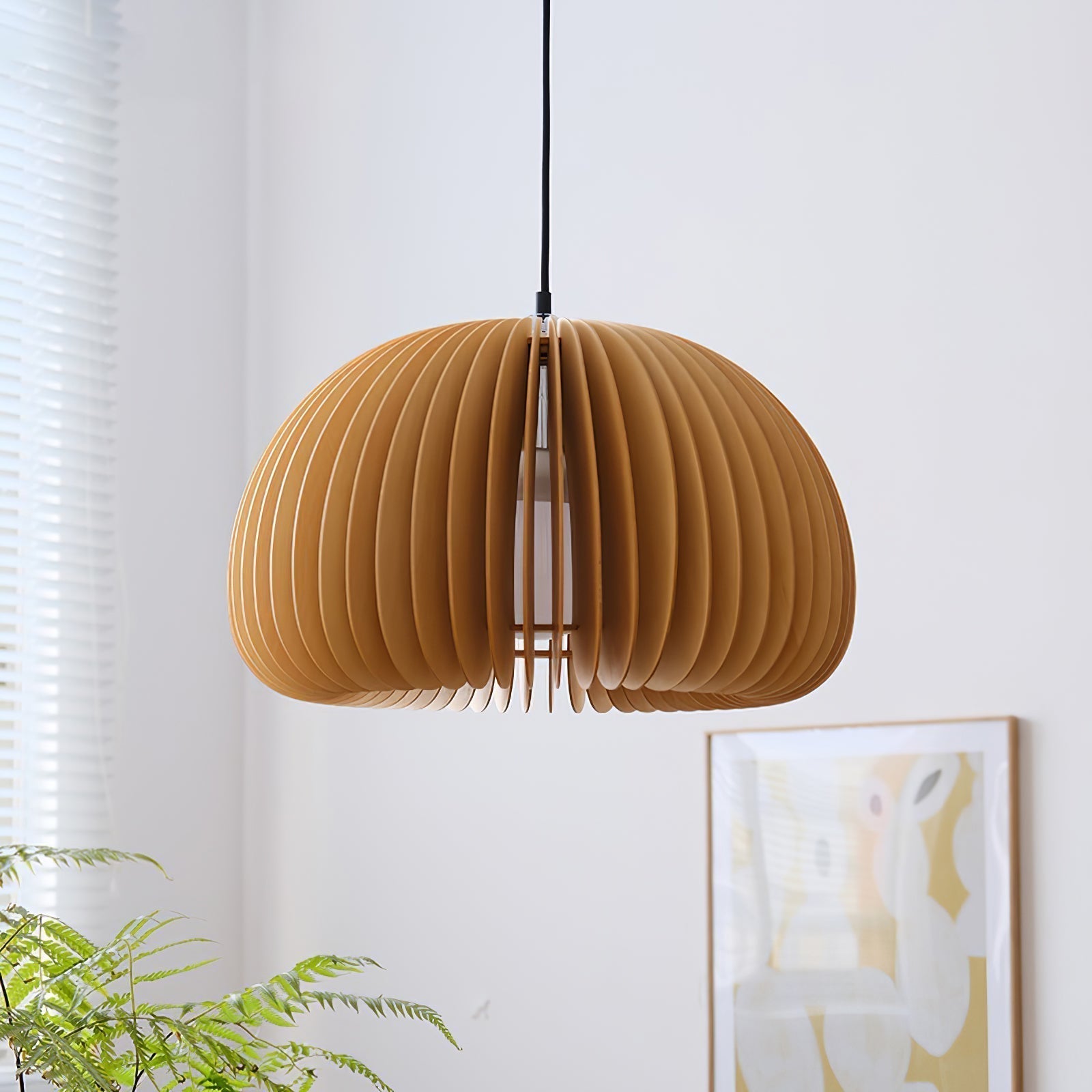 Solara Pendelleuchte Holz Kürbis Kuppel Nordisch-Letslighting