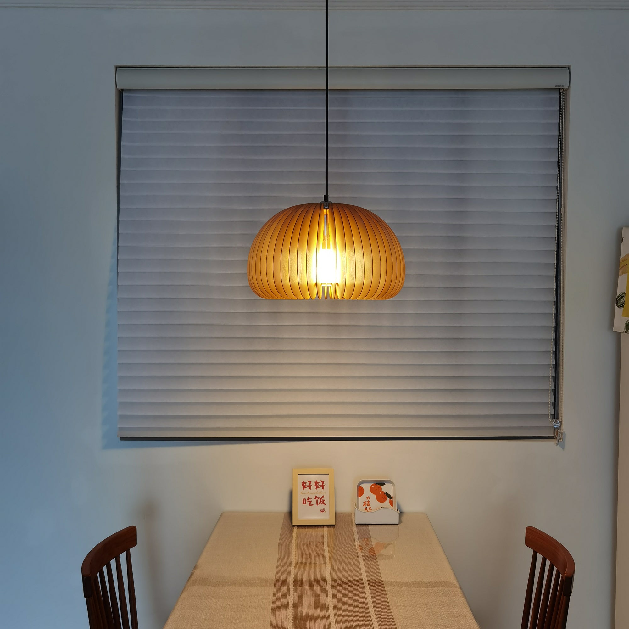 Solara Pendelleuchte Holz Kürbis Kuppel Nordisch-Letslighting