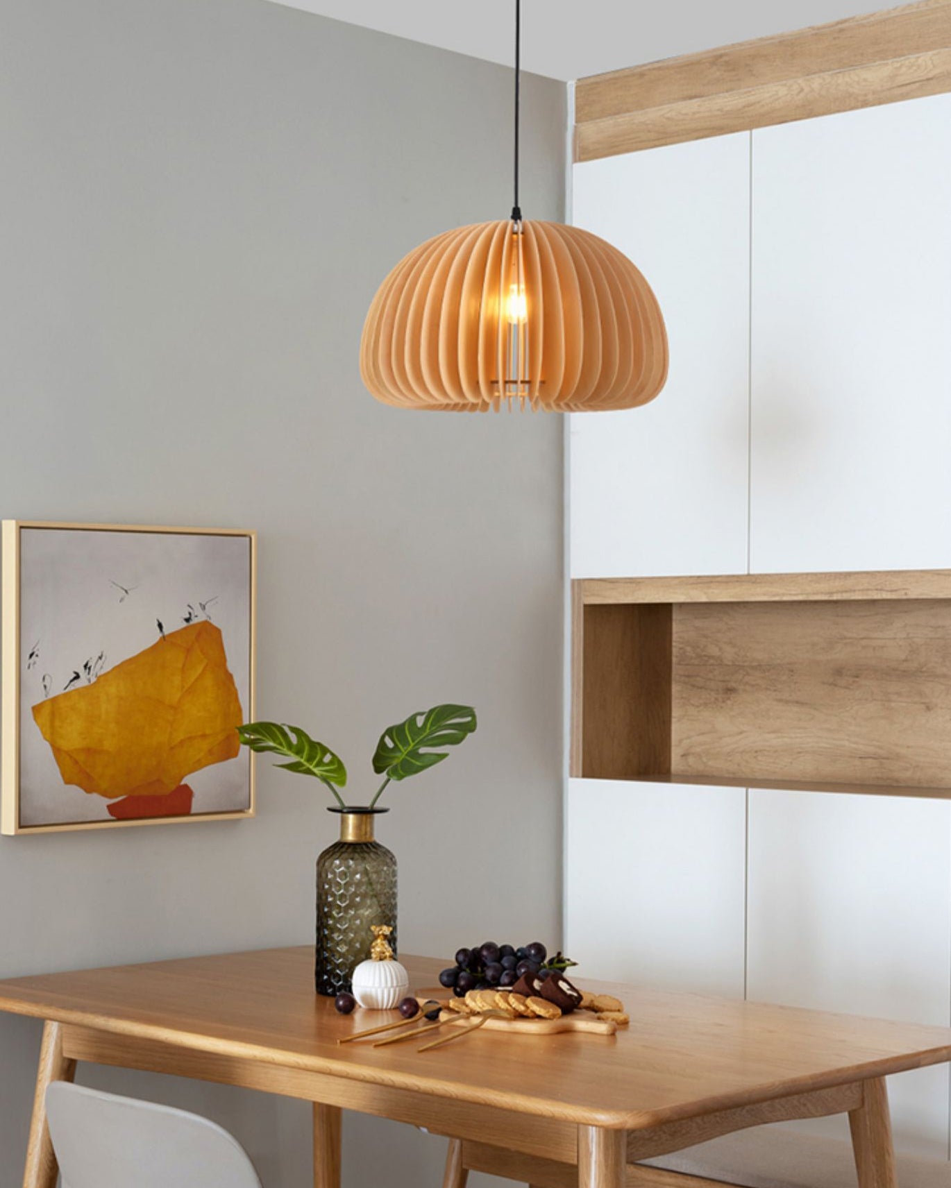 Solara Pendelleuchte Holz Kürbis Kuppel Nordisch-Letslighting