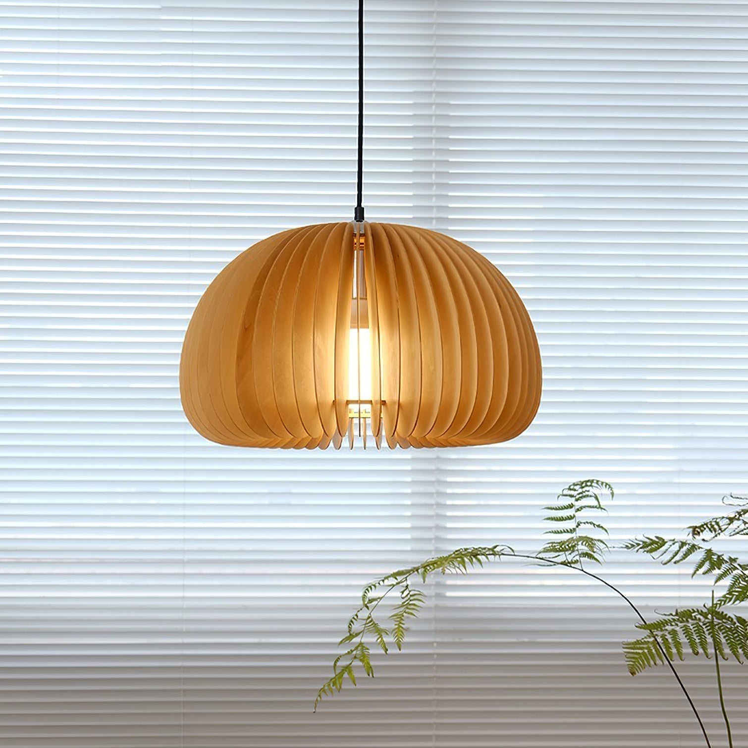 Solara Pendelleuchte Holz Kürbis Kuppel Nordisch-Letslighting
