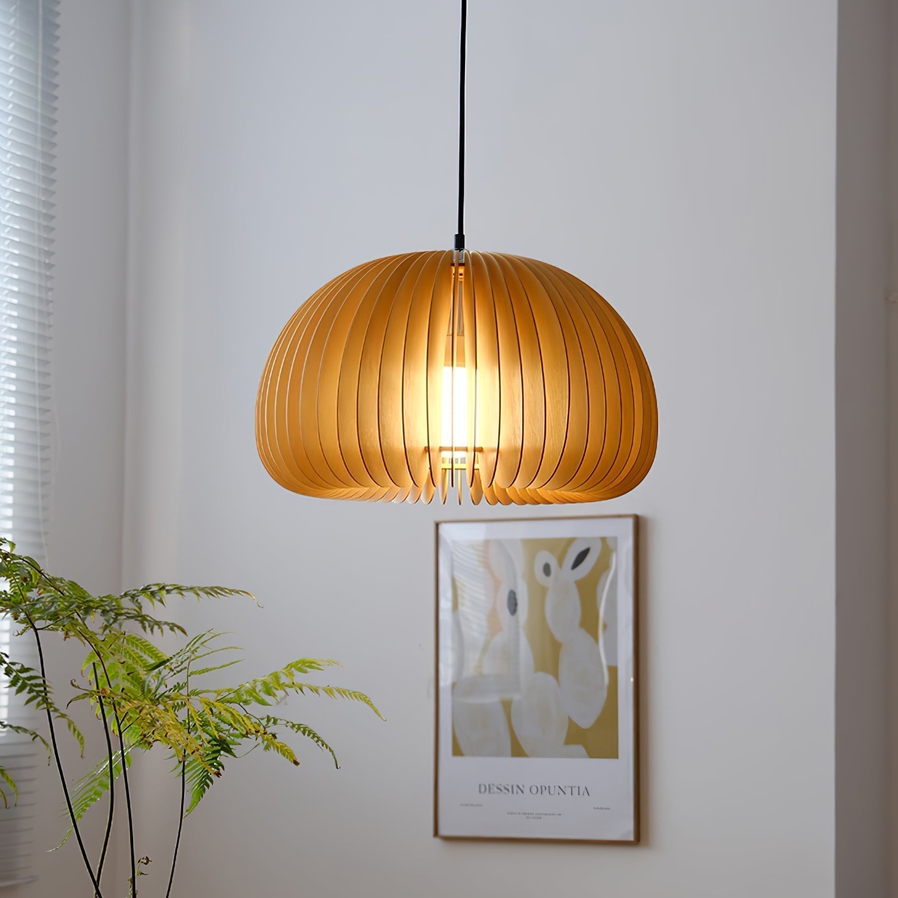 Solara Pendelleuchte Holz Kürbis Kuppel Nordisch-Letslighting
