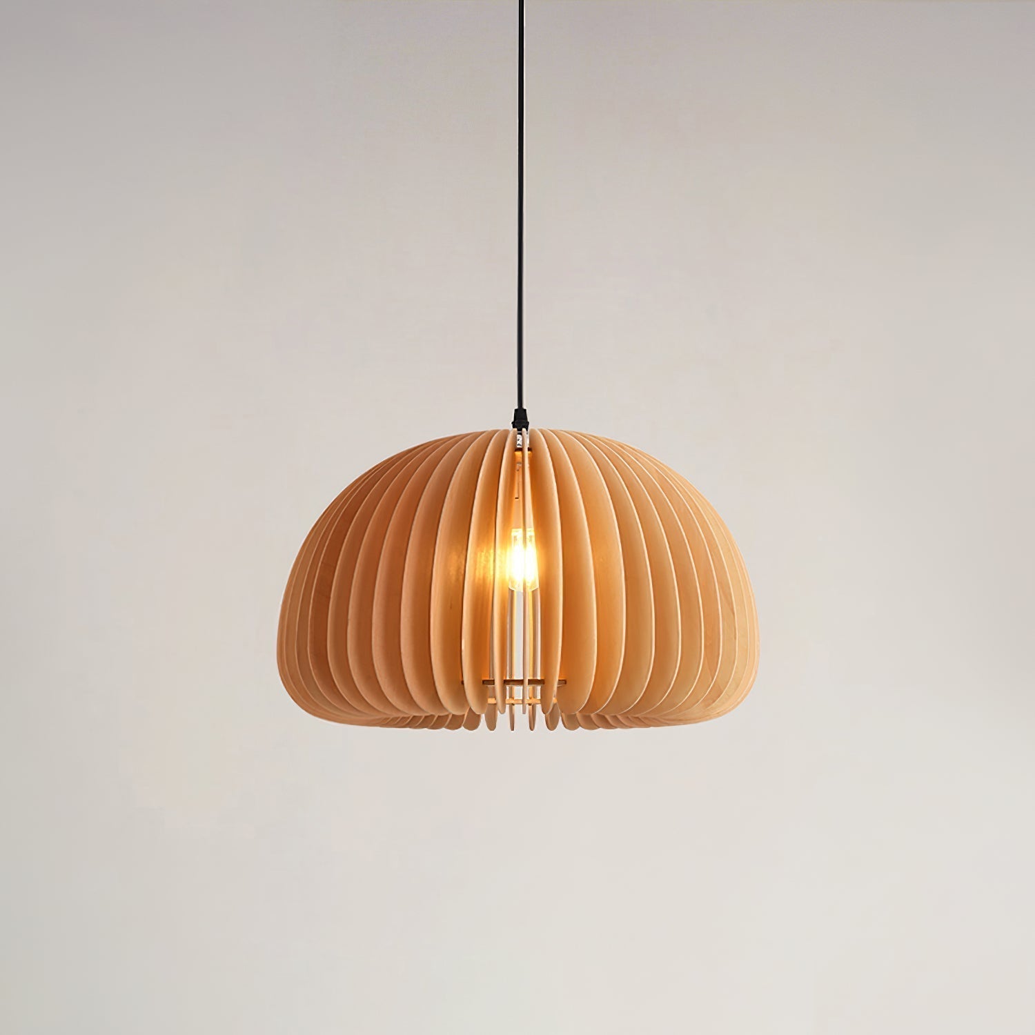 Solara Pendelleuchte Holz Kürbis Kuppel Nordisch-Letslighting