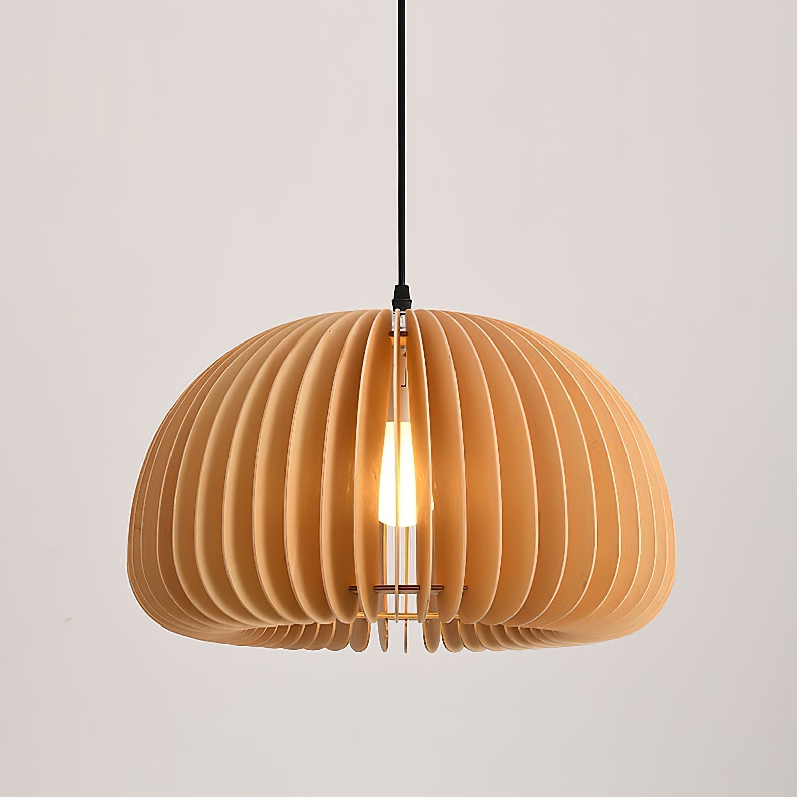 Solara Pendelleuchte Holz Kürbis Kuppel Nordisch-Letslighting