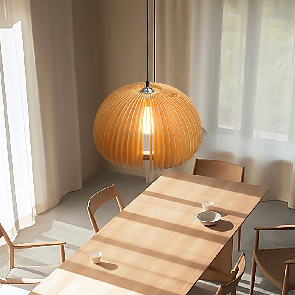Solara Pendelleuchte Holz Kürbis Kuppel Nordisch-Letslighting