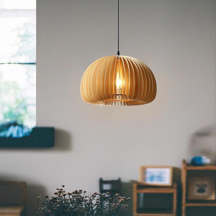 Solara Pendelleuchte Holz Kürbis Kuppel Nordisch-Letslighting