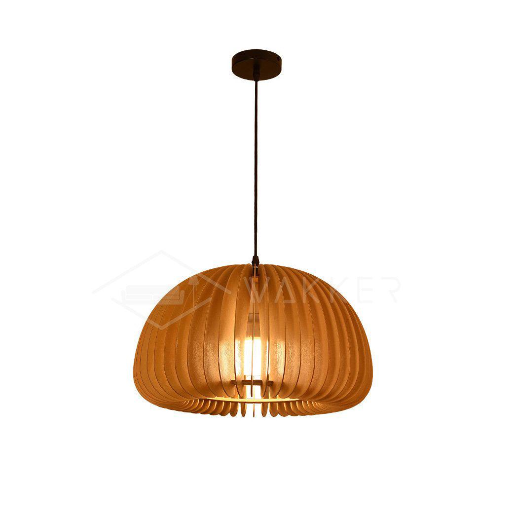 Solara Pendelleuchte Holz Kürbis Kuppel Nordisch-Letslighting