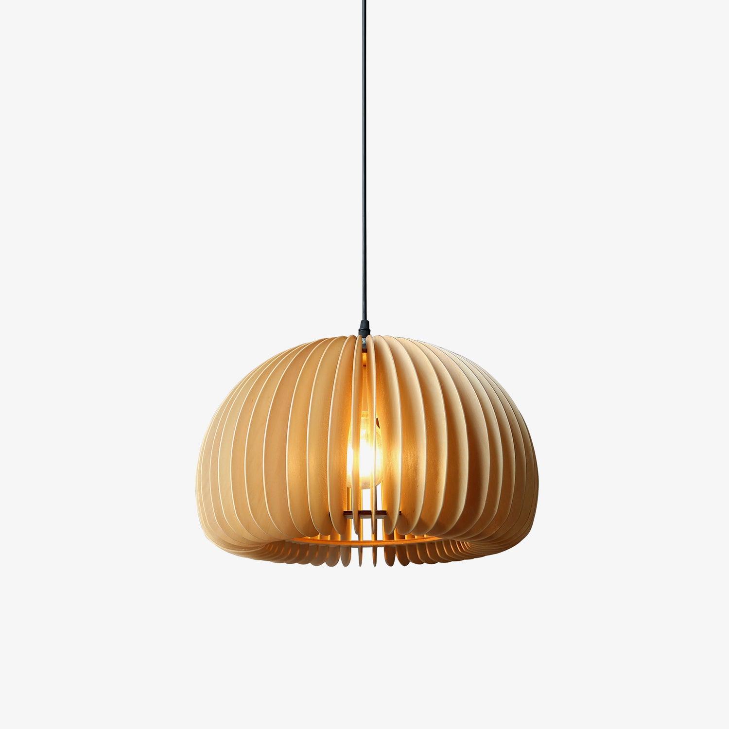 Solara Pendelleuchte Holz Kürbis Kuppel Nordisch-Letslighting