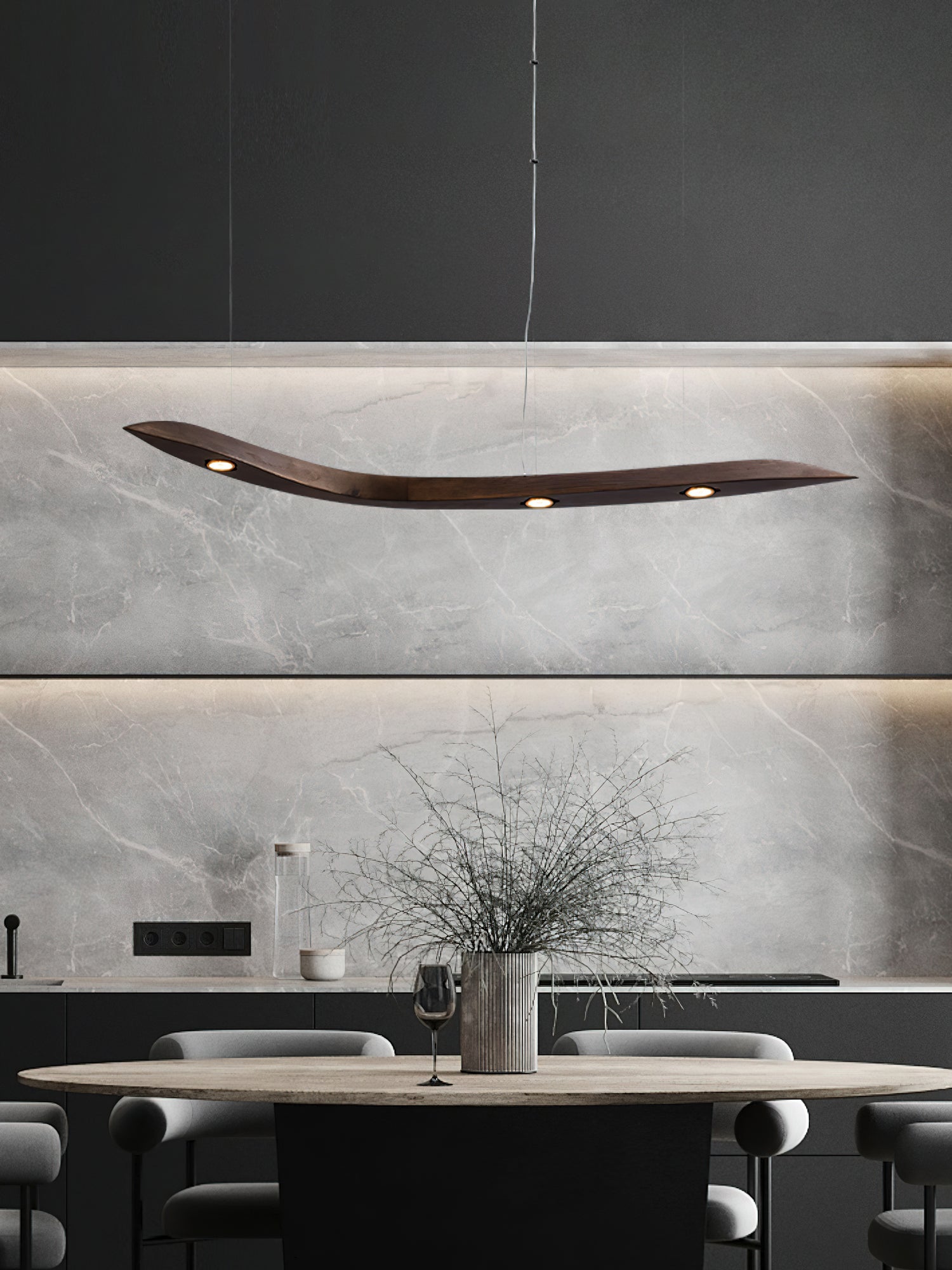 Flow Minimalistische Holz Pendelleuchte-Letslighting