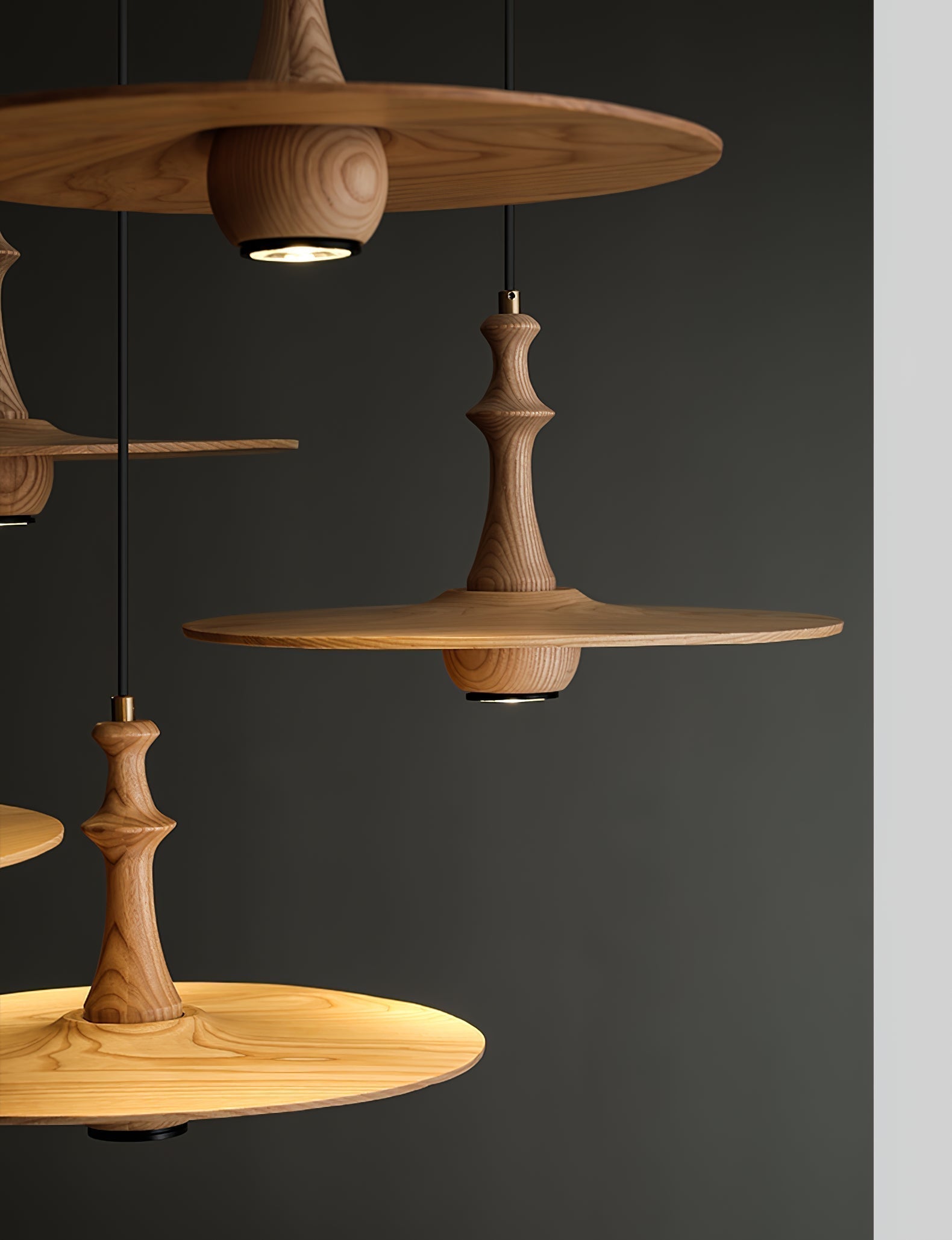 Spindle Pendelleuchte Spin aus Holz-Letslighting