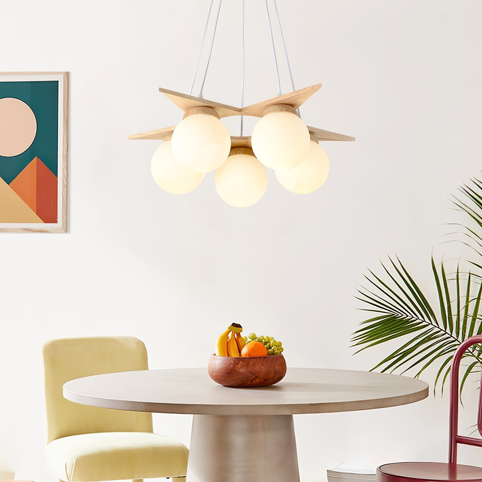 Zothaus Stern-Glas-Holz-Kronleuchter-Letslighting