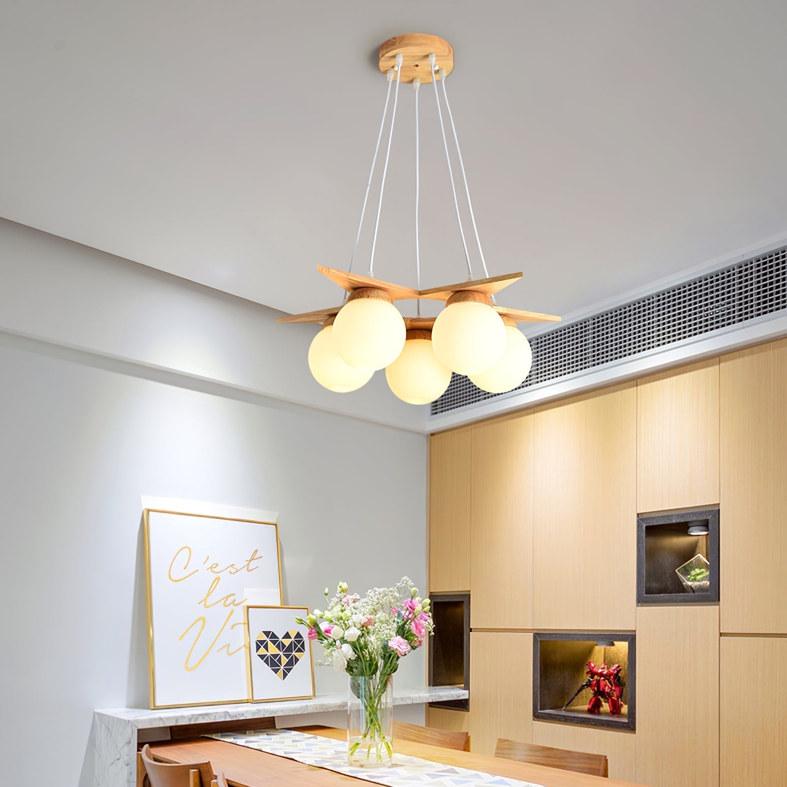 Zothaus Stern-Glas-Holz-Kronleuchter-Letslighting