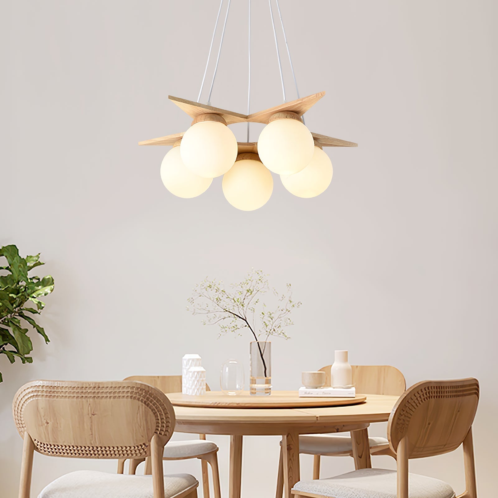 Zothaus Stern-Glas-Holz-Kronleuchter-Letslighting