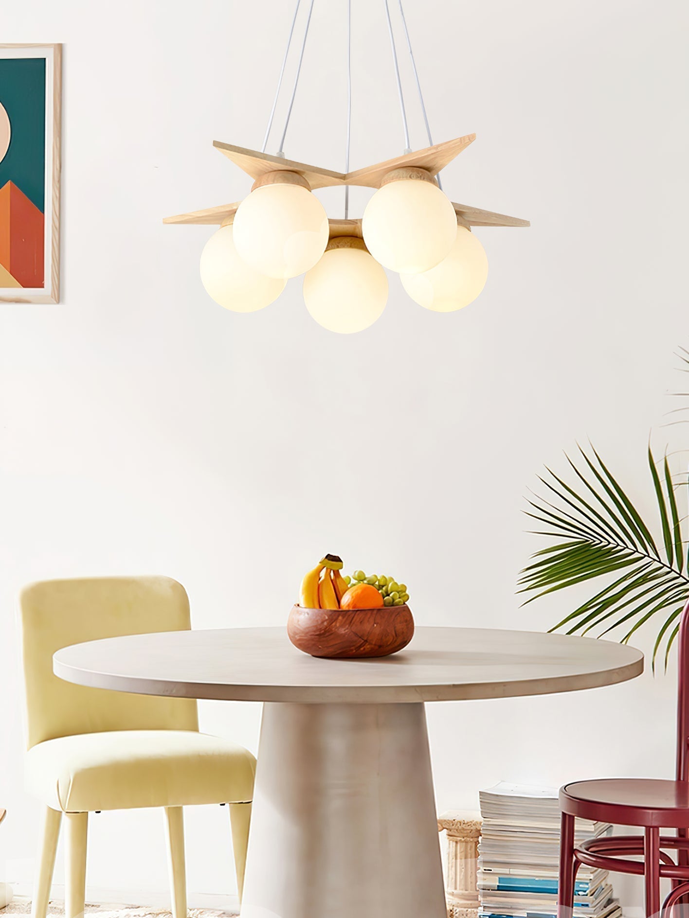 Zothaus Stern-Glas-Holz-Kronleuchter-Letslighting