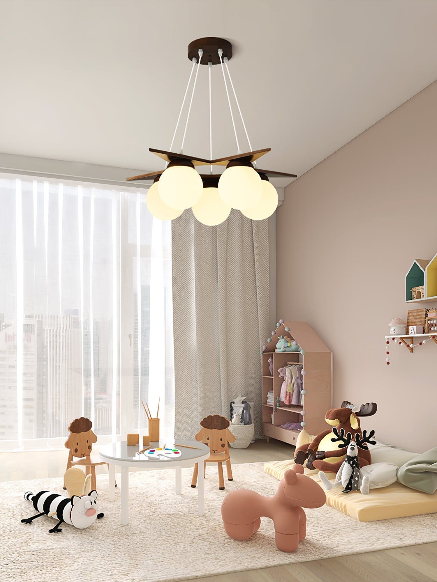 Zothaus Stern-Glas-Holz-Kronleuchter-Letslighting