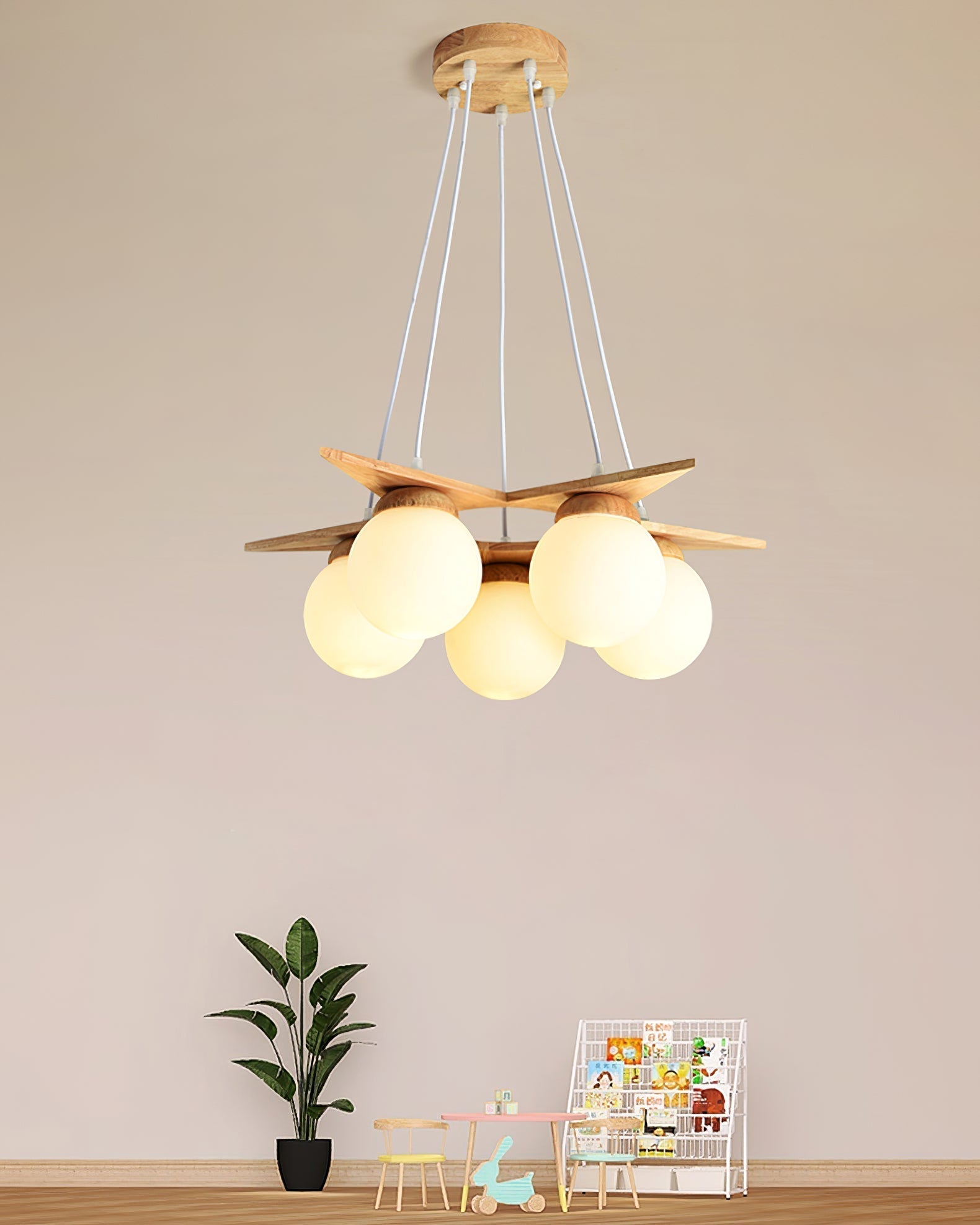 Zothaus Stern-Glas-Holz-Kronleuchter-Letslighting