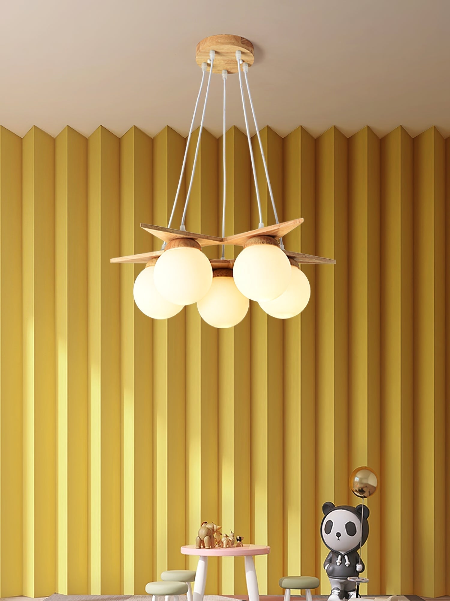 Zothaus Stern-Glas-Holz-Kronleuchter-Letslighting