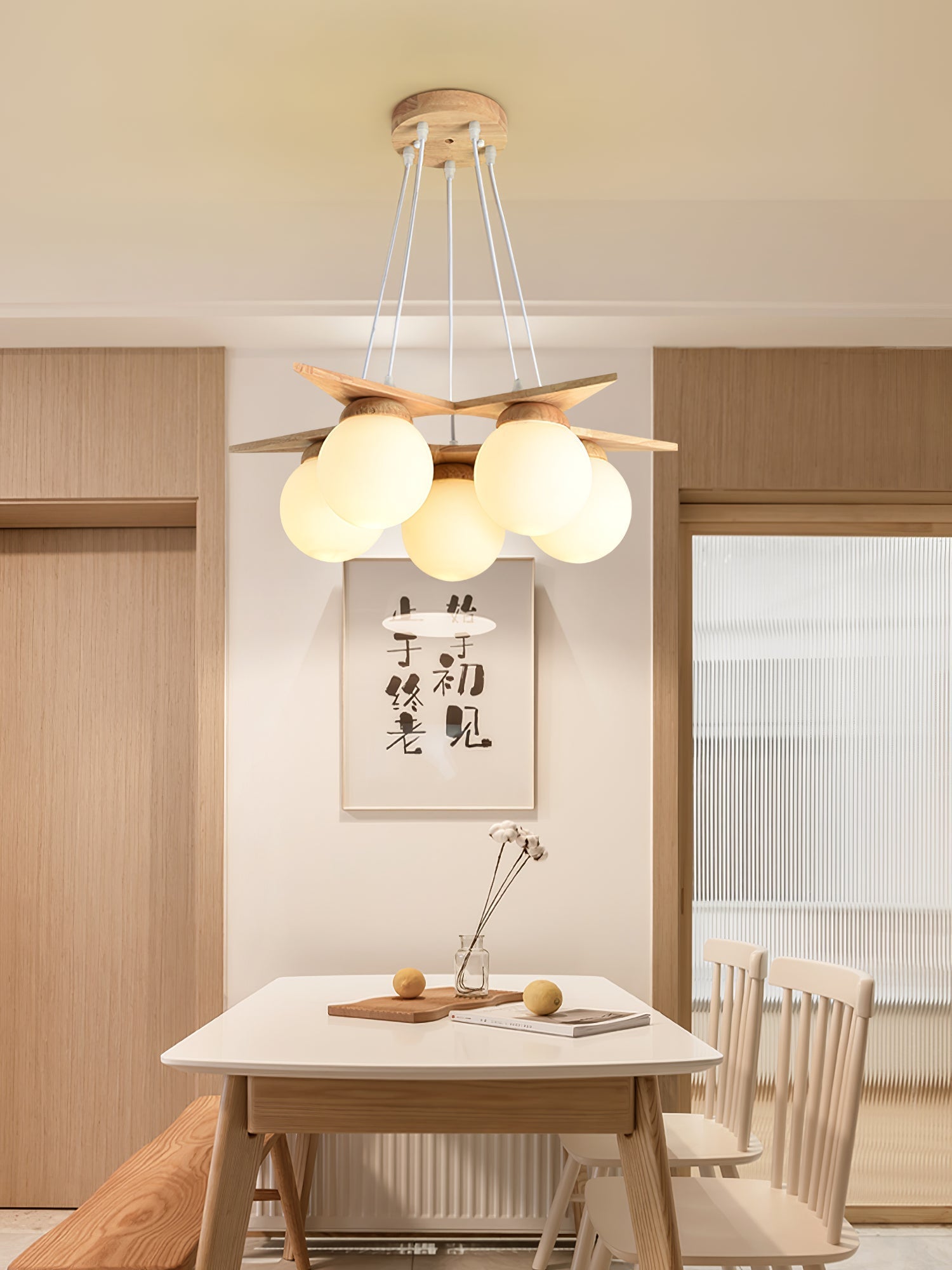 Zothaus Stern-Glas-Holz-Kronleuchter-Letslighting