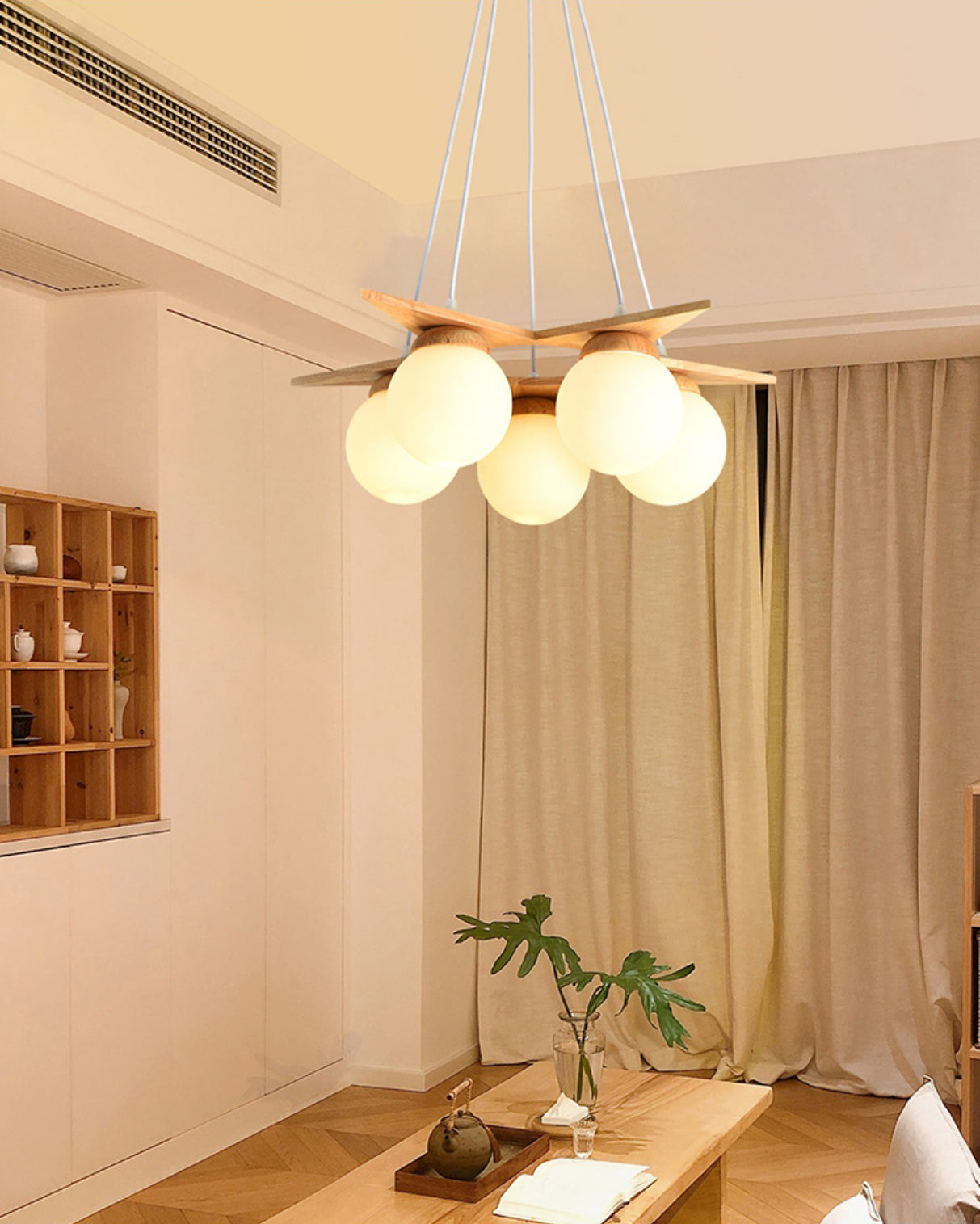 Zothaus Stern-Glas-Holz-Kronleuchter-Letslighting