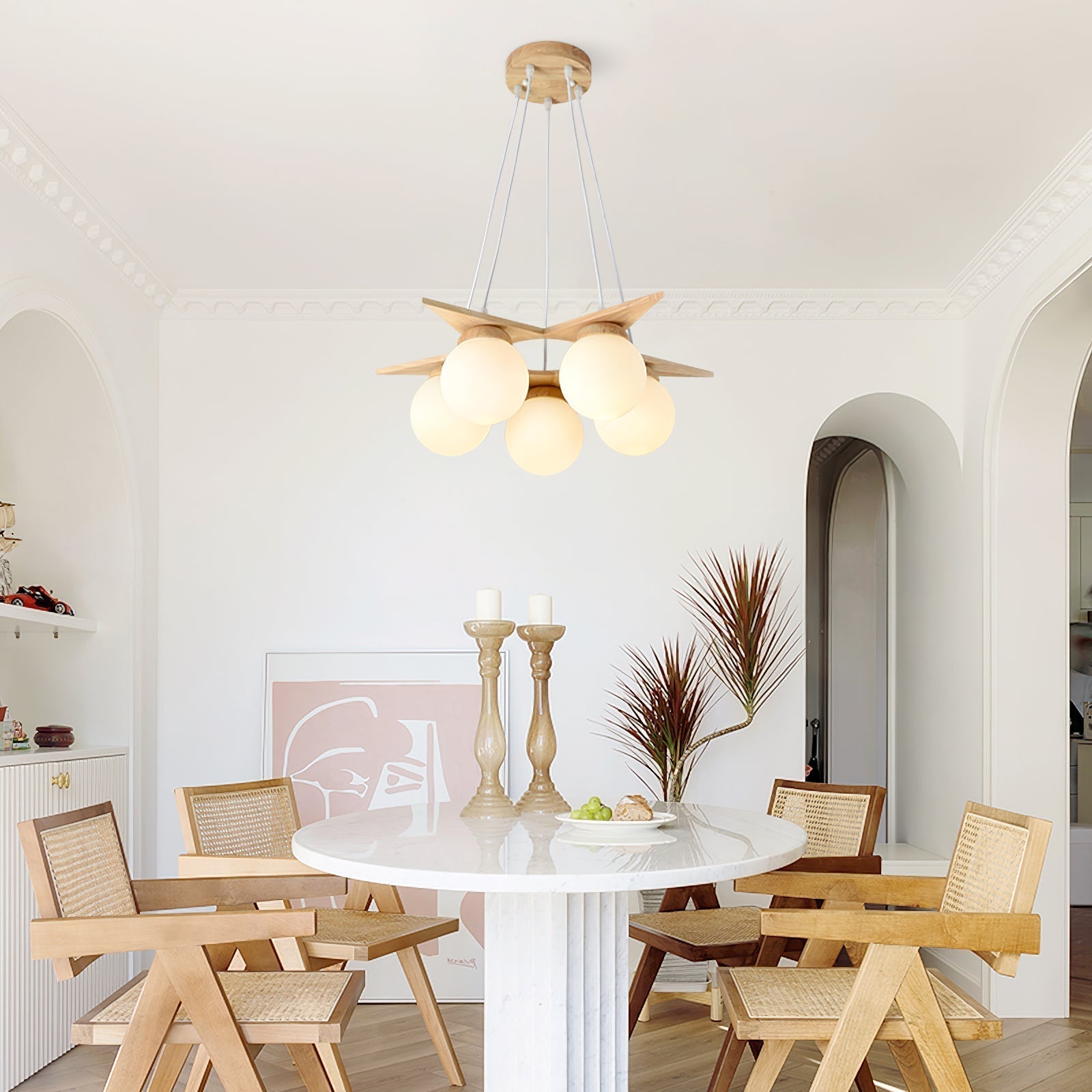 Zothaus Stern-Glas-Holz-Kronleuchter-Letslighting