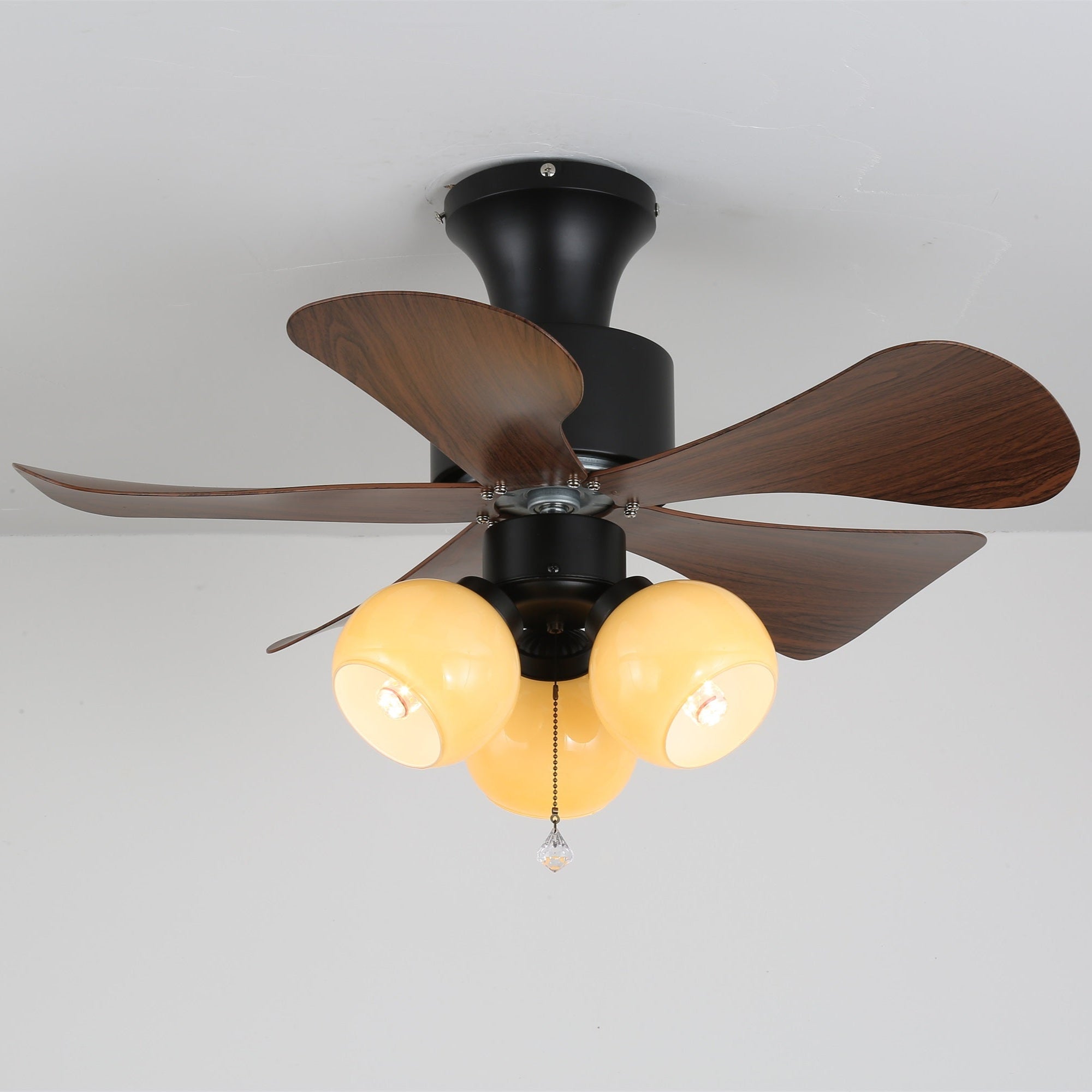 Lunara Vintage Deckenventilatorlampe mit ABS-Flügeln und Glasschirm