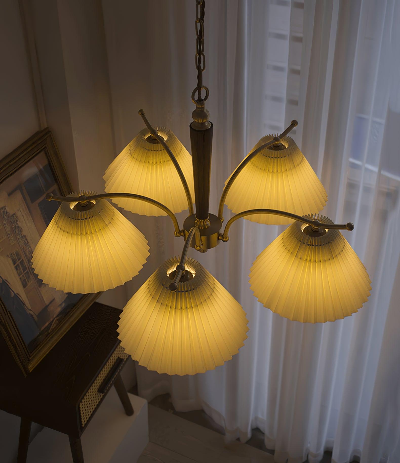 Lustra Kronleuchter Messing Plisseeschirm Klassisch-Letslighting