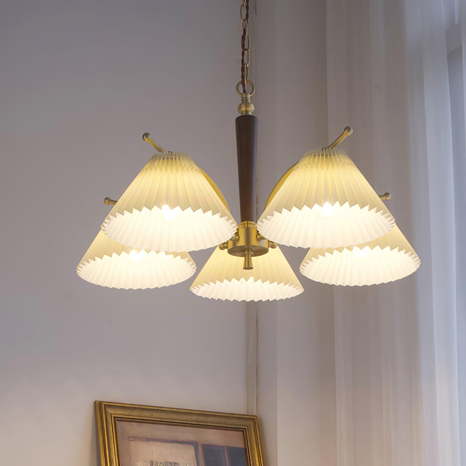 Lustra Kronleuchter Messing Plisseeschirm Klassisch-Letslighting
