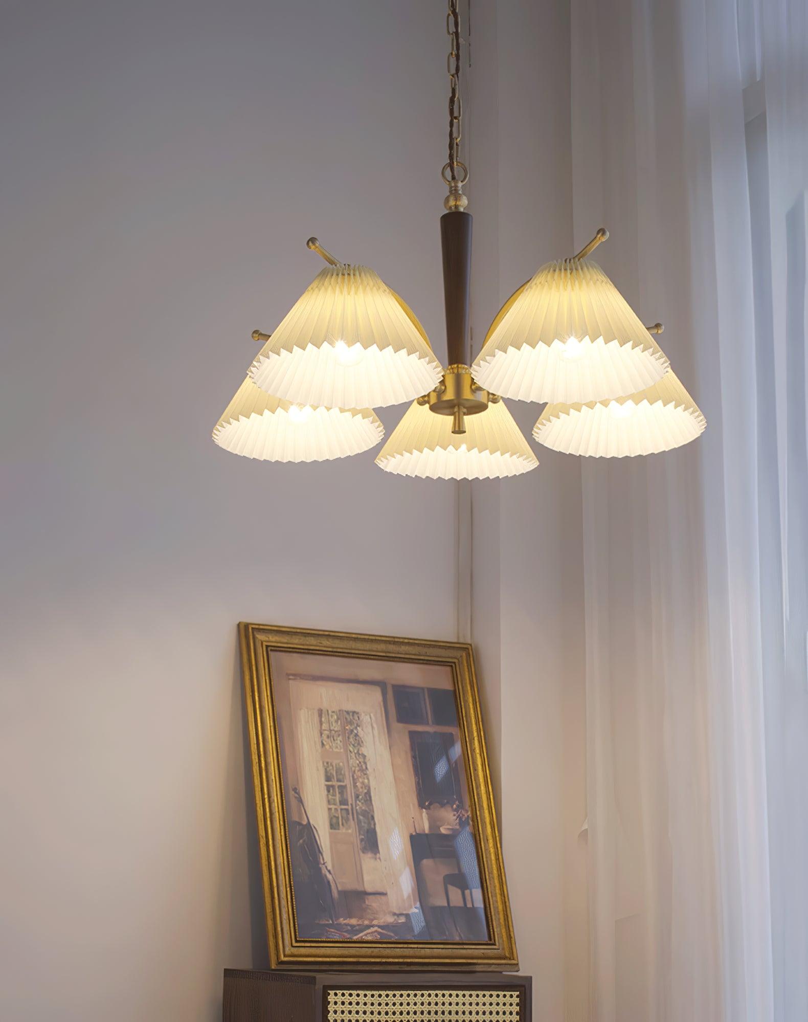 Lustra Kronleuchter Messing Plisseeschirm Klassisch-Letslighting
