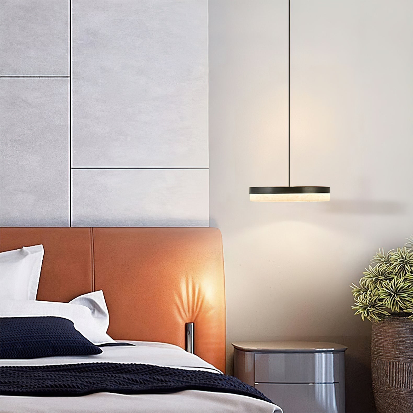 Utalion Modern Minimalist Metal Alabaster Pendant Light - Letslighting