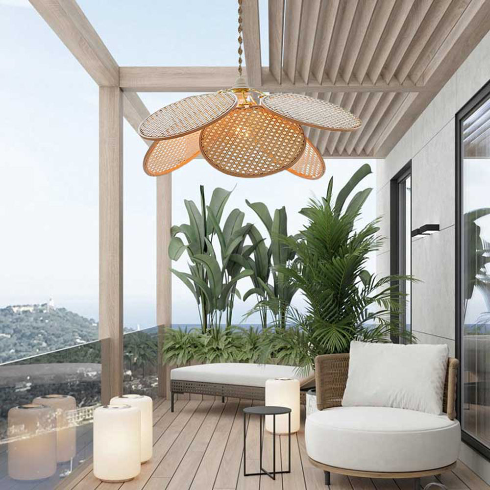 Ritta Pendelleuchte, Rattan & Weidengeflecht, S/L