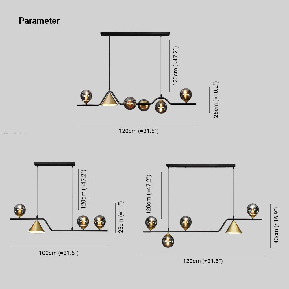 Arisha Moderne LED Pendelleuchte Schwarz/Gold Glas Wohnzimmer/Schlafzimmer