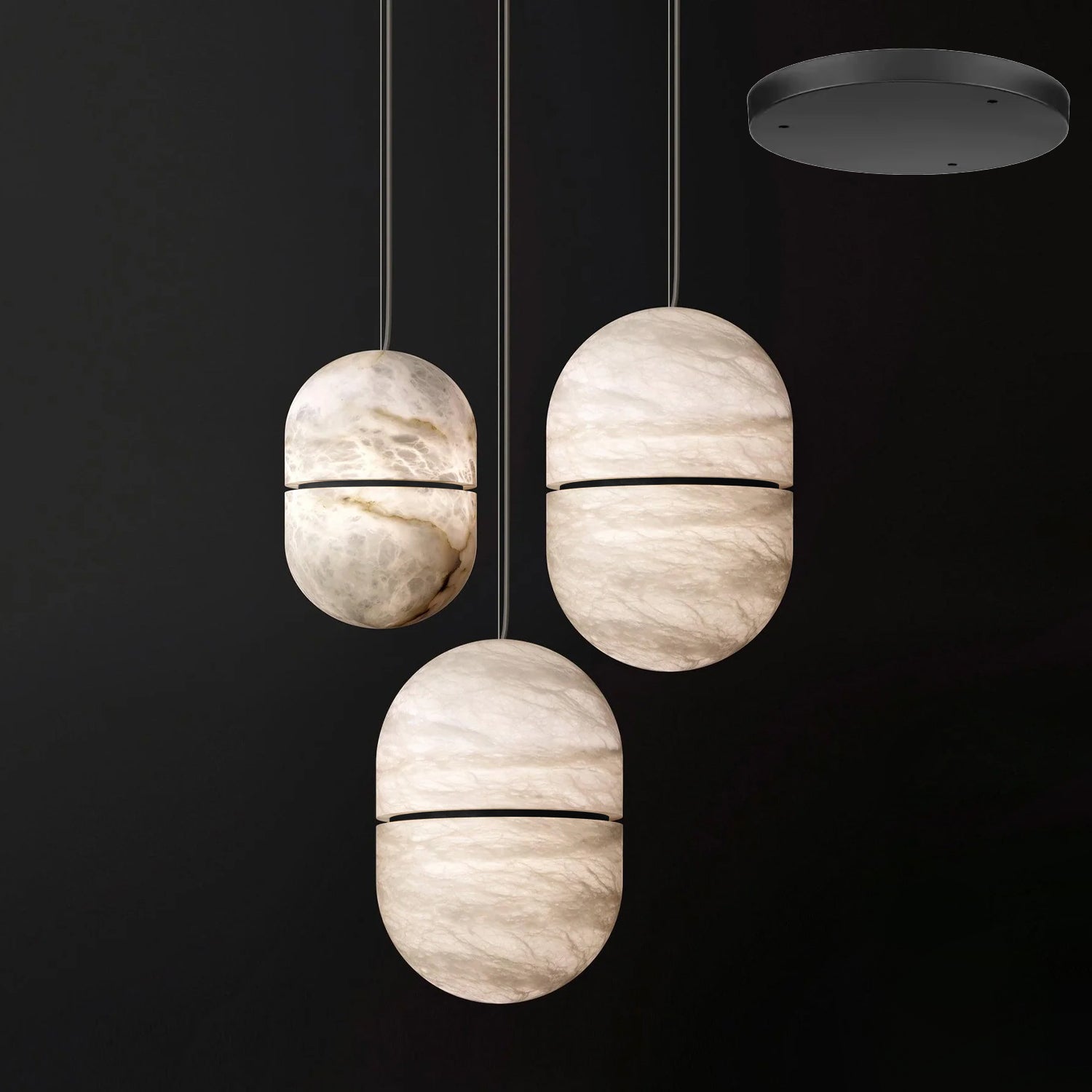 Strata Alabaster Pendant Light Capsule-shaped - Neutralighting