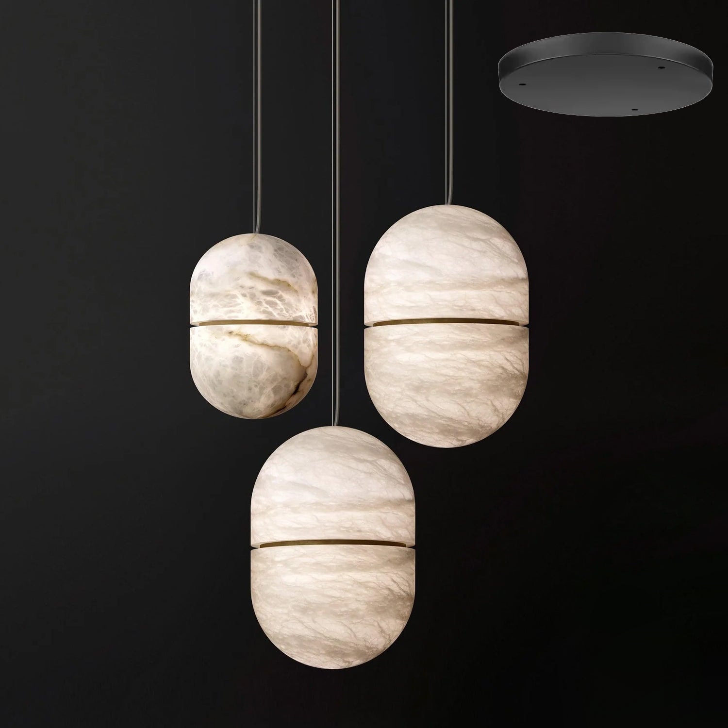Strata Alabaster Pendant Light Capsule-shaped - Neutralighting