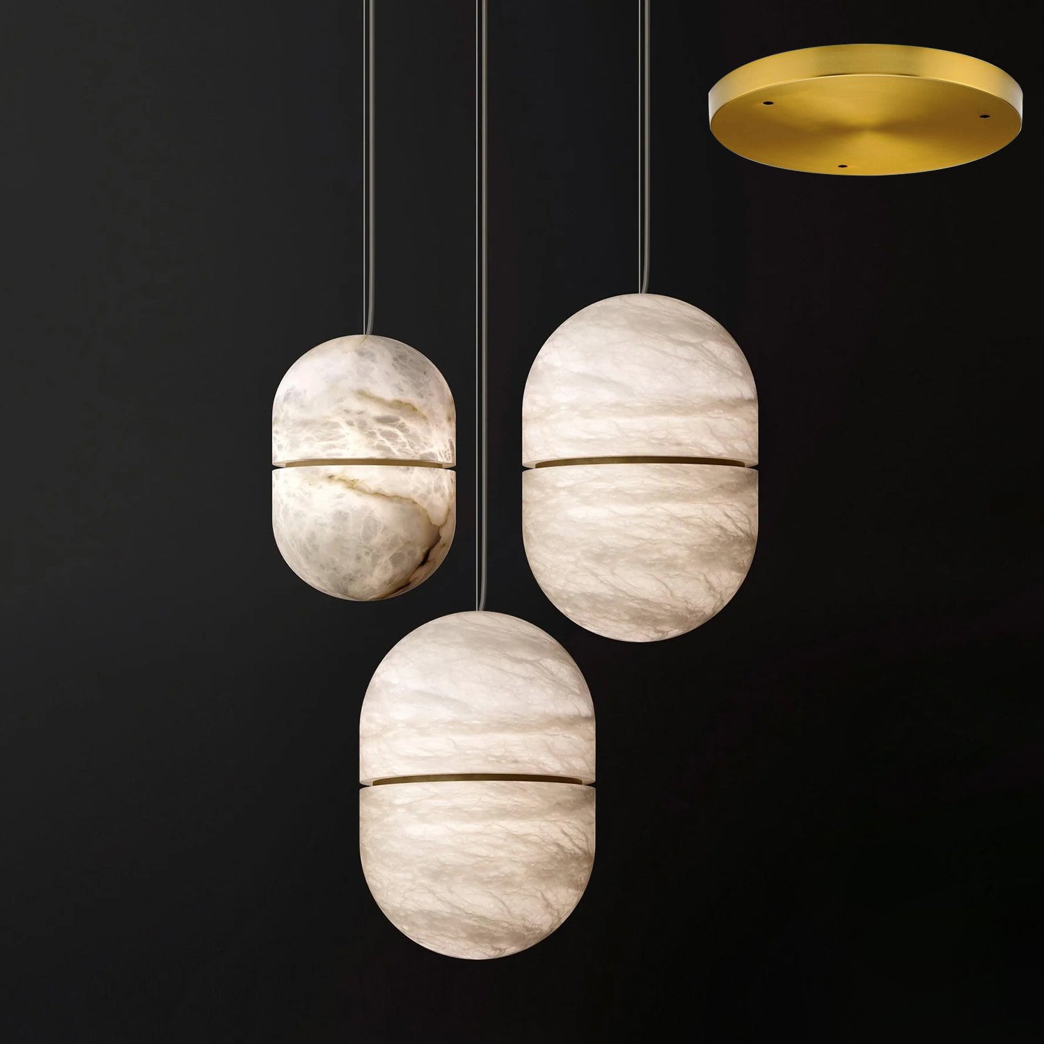 Strata Alabaster Pendant Light Capsule-shaped - Neutralighting