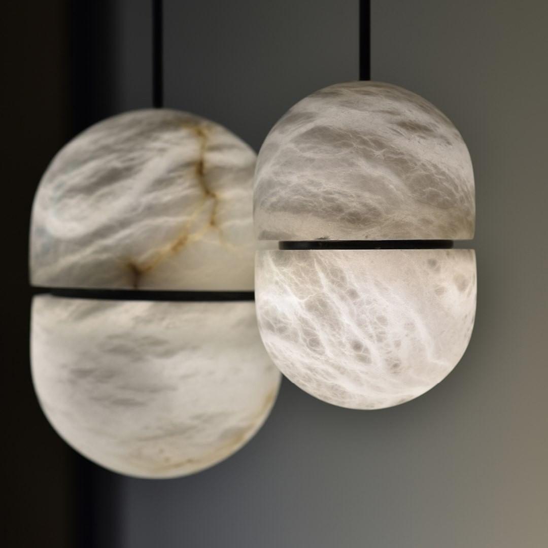 Strata Alabaster Pendant Light Capsule-shaped - Neutralighting