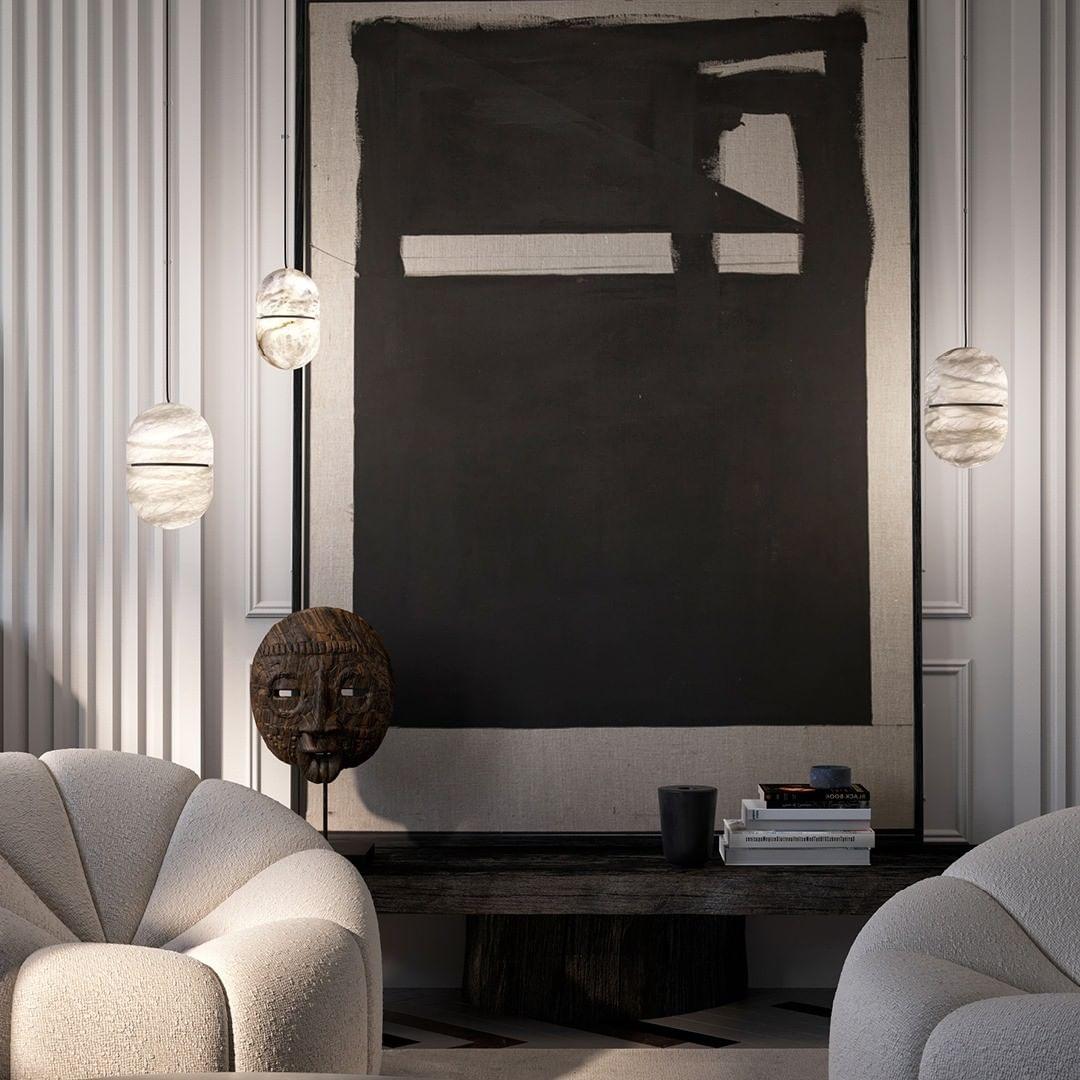 Strata Alabaster Pendant Light Capsule-shaped - Neutralighting