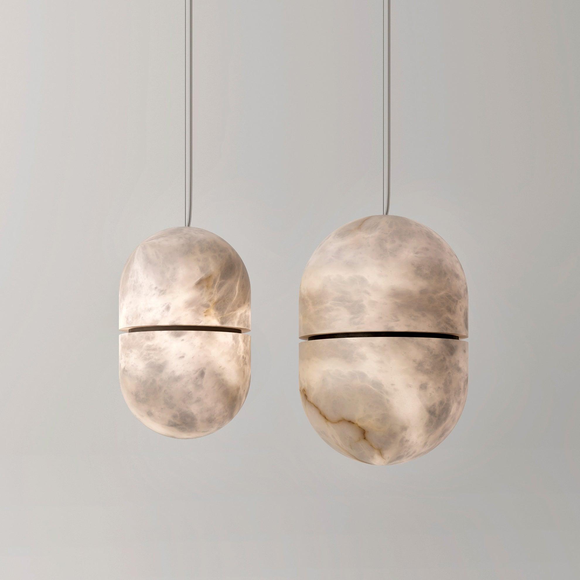 Strata Alabaster Pendant Light Capsule-shaped - Neutralighting