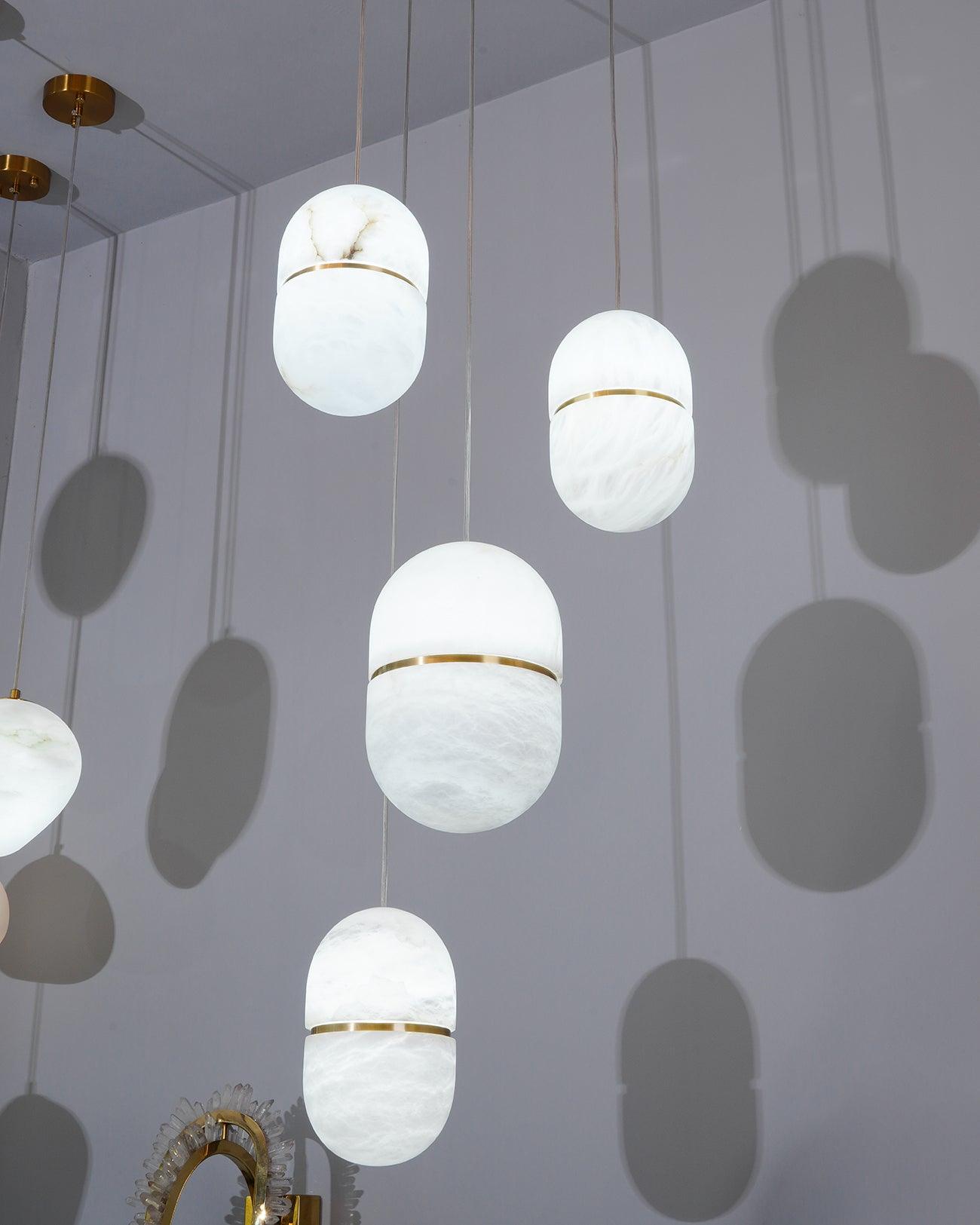Strata Alabaster Pendant Light Capsule-shaped - Neutralighting