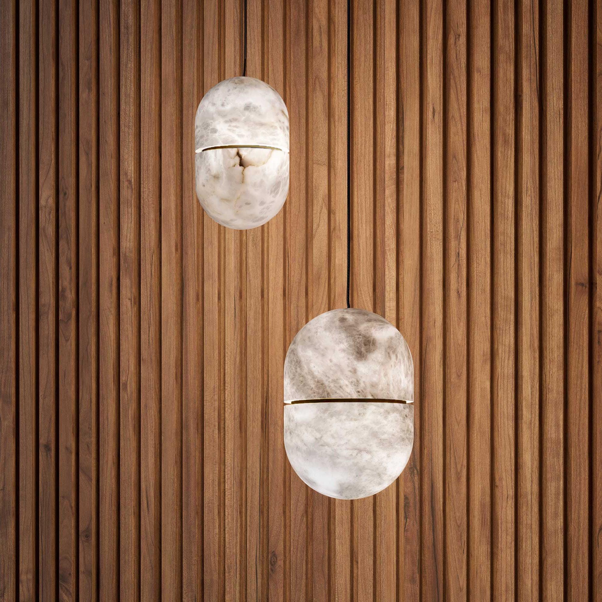 Strata Alabaster Pendant Light Capsule-shaped - Neutralighting