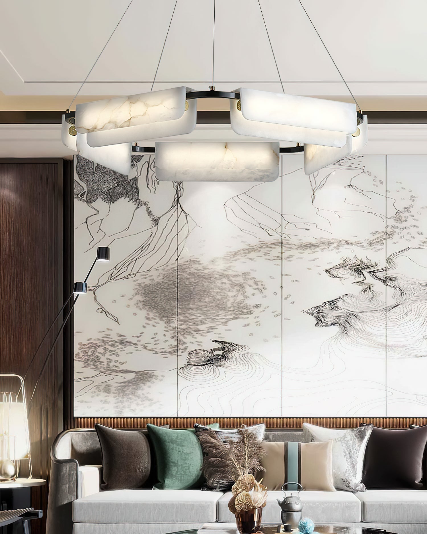 Syphaen Postmodern Luxury Metal Alabaster Chandelier - Letslighting