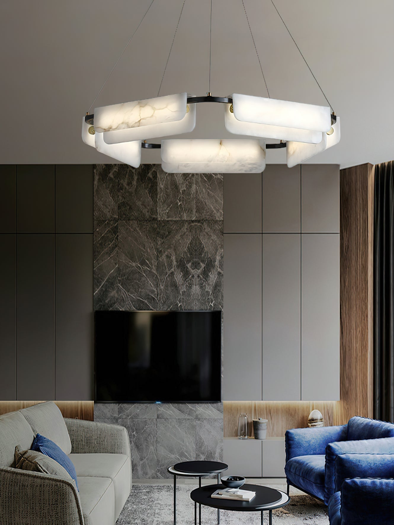 Syphaen Postmodern Luxury Metal Alabaster Chandelier - Letslighting