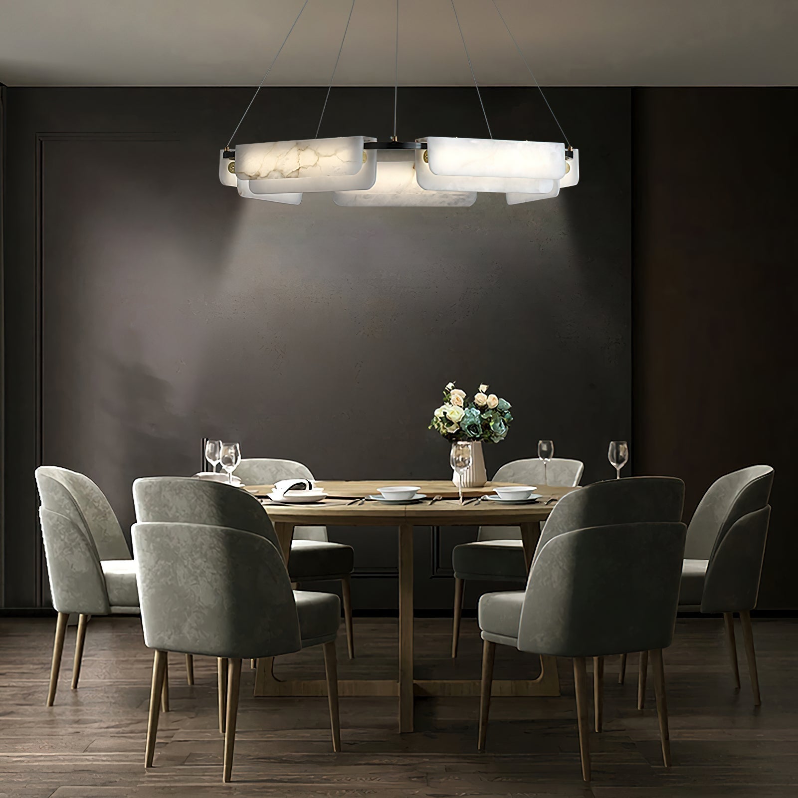 Syphaen Postmodern Luxury Metal Alabaster Chandelier - Letslighting