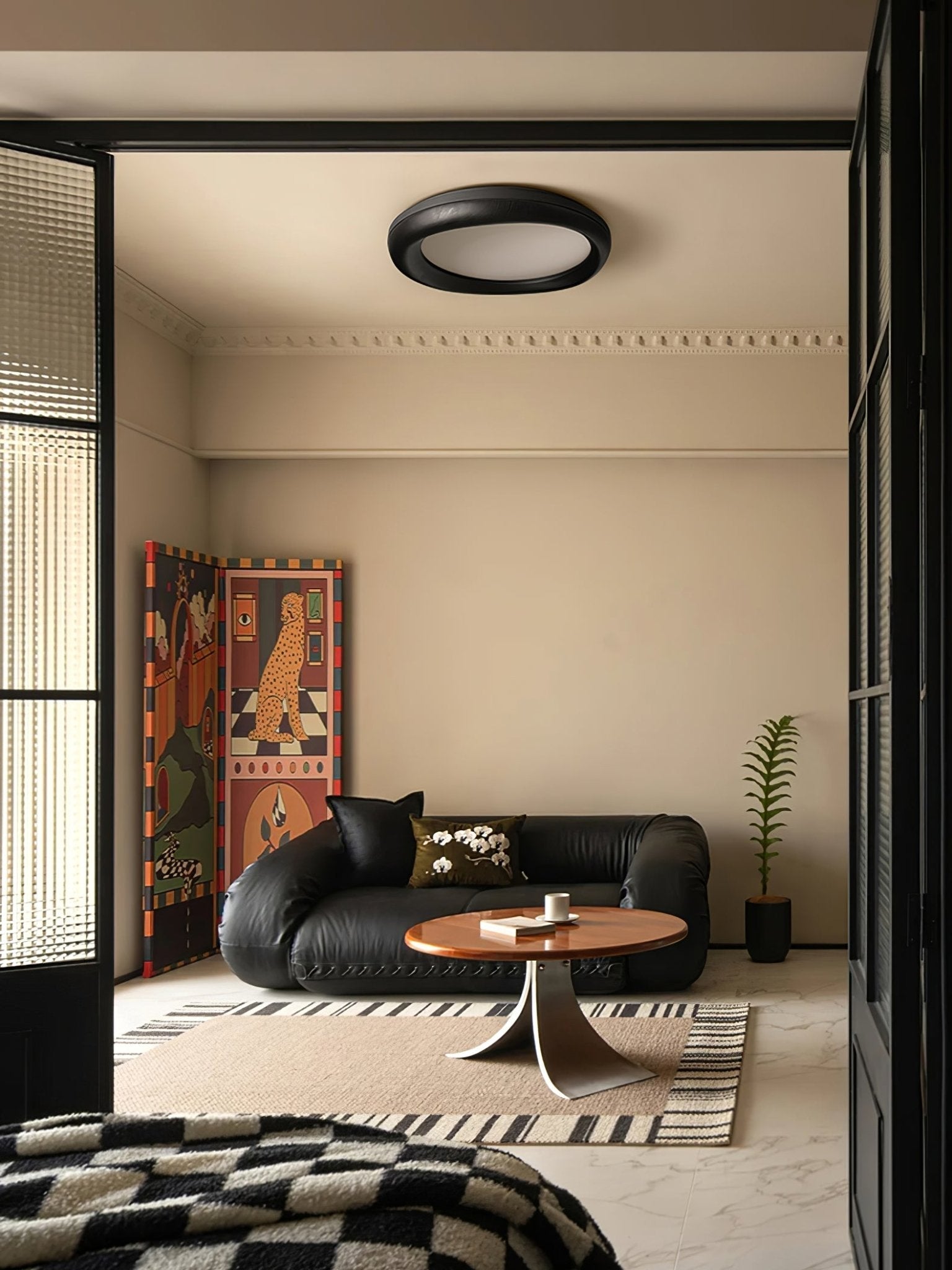 Eurtheara Deckenleuchte aus organischem Holz und Glas-Letslighting