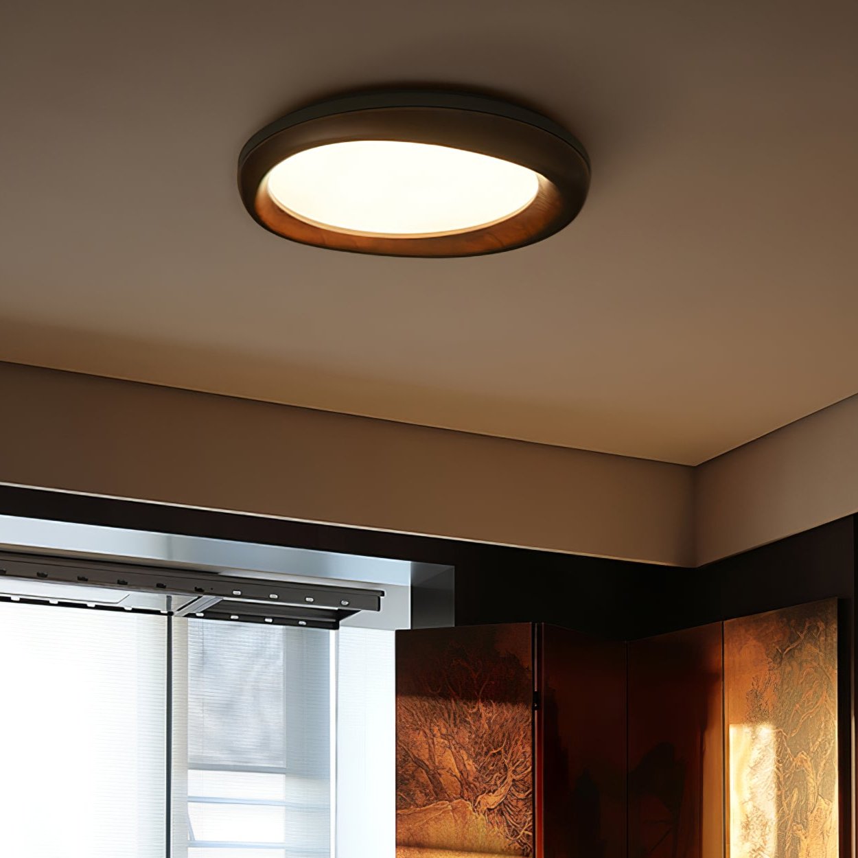 Eurtheara Deckenleuchte aus organischem Holz und Glas-Letslighting