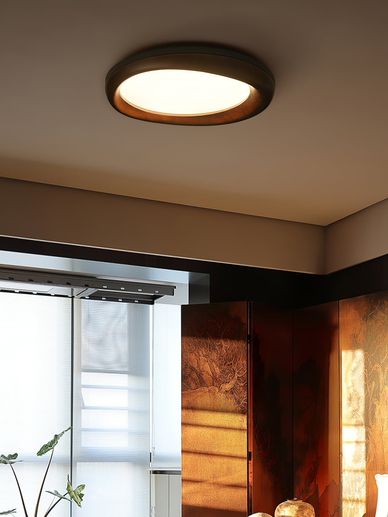 Eurtheara Deckenleuchte aus organischem Holz und Glas-Letslighting