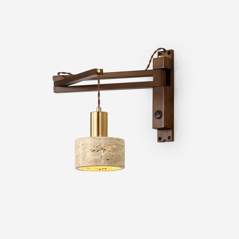 Wall Lamp with Travertine Cylinder Shade for Minimalist Ambiance - Letslighting