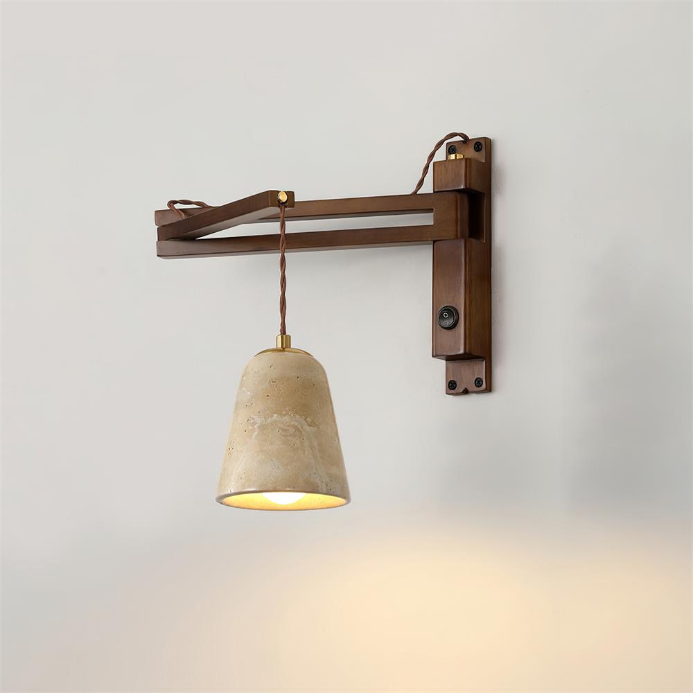 Wall Lamp with Travertine Cylinder Shade for Minimalist Ambiance - Letslighting